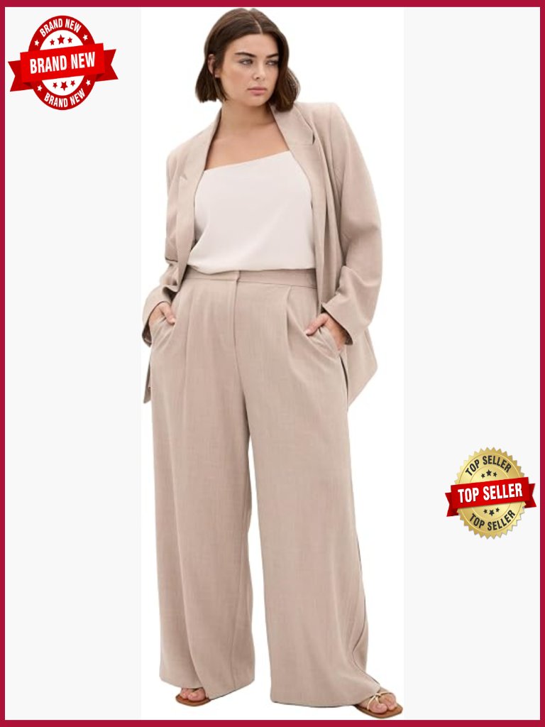 Plus Size Blazer - Collared Neckline, Long Sleeve, Double Button Front, Fully